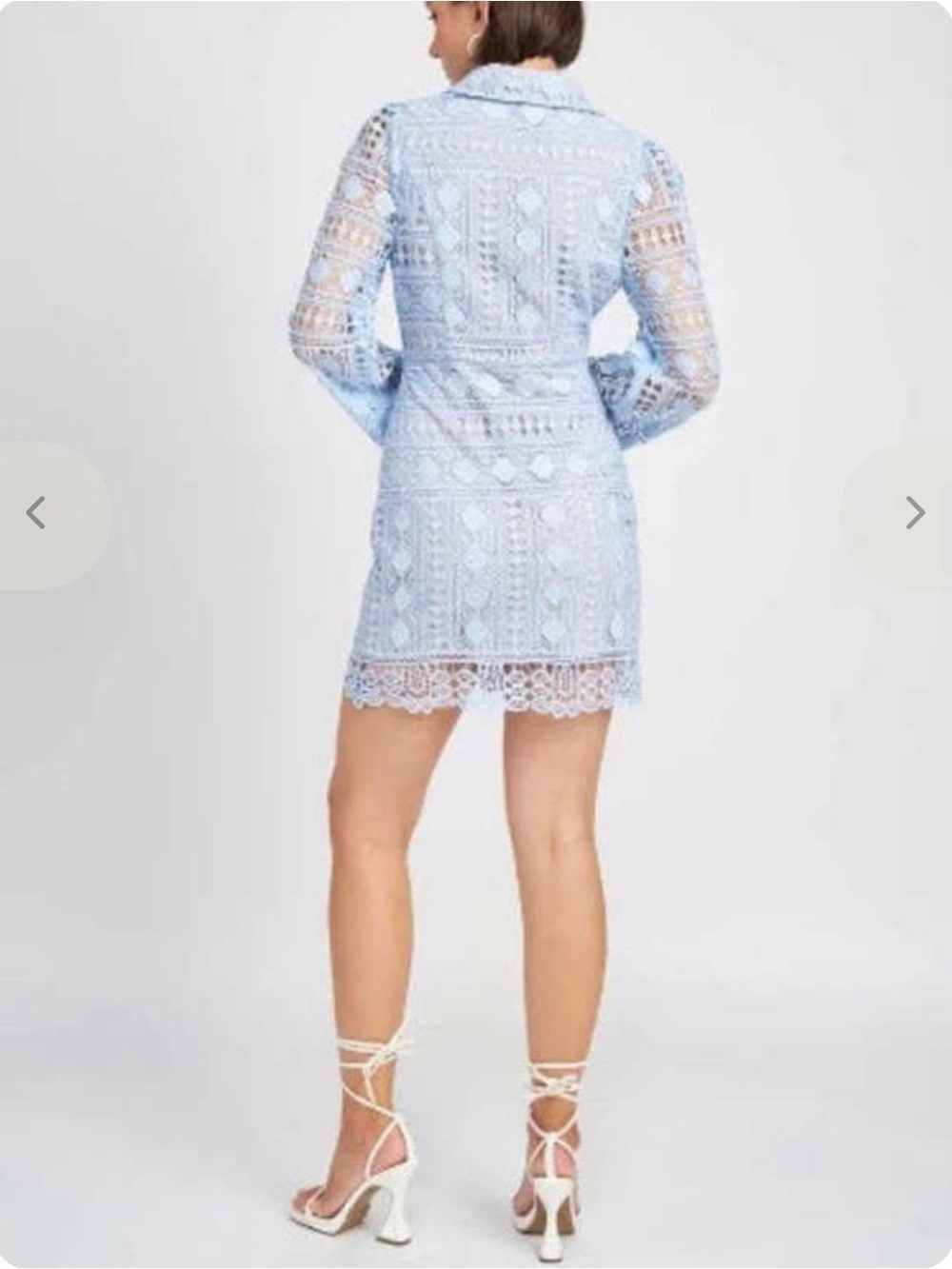 Lace Button-Front Shirt Dress - Light Blue - Picture 3 of 7